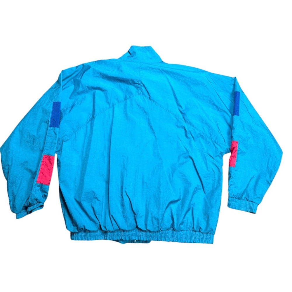 Vintage Lands End Mens XL Colorblock Windbreaker‎ Jacket Teal Pink 90s Retro - Picture 2 of 11